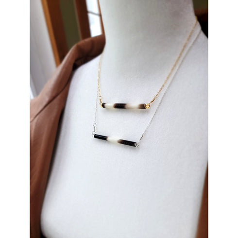 Gold Porcupine Quill Bar Necklace